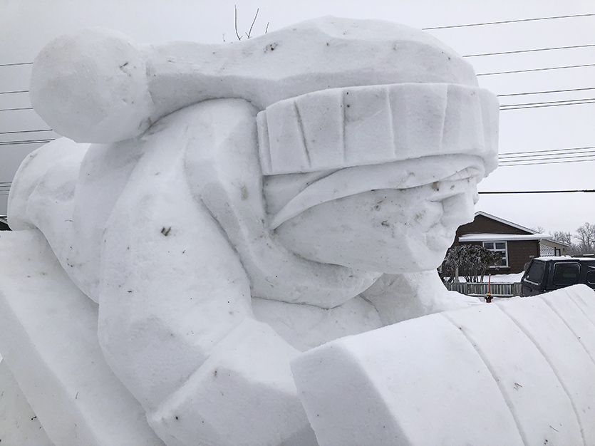 Wait for me snow sculpture